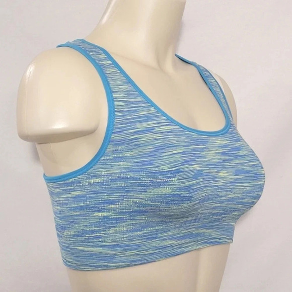 MEDIUM Hanes HC35 Wire Free Sports Bra Blue Green - Picture 2 of 4